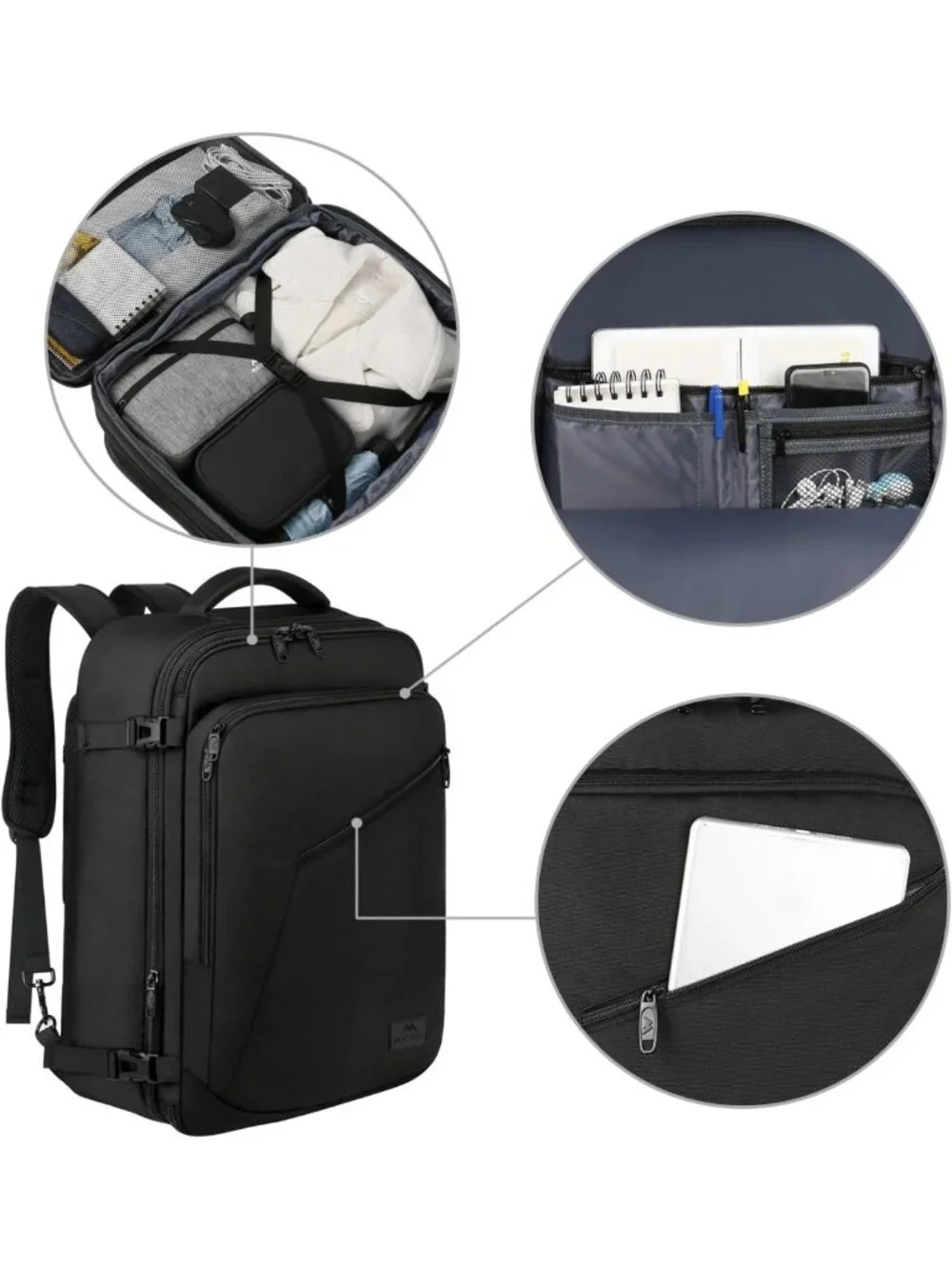 Lightweight 27L Travel Backpack, Expandable Waterproof Daypack for Hiking